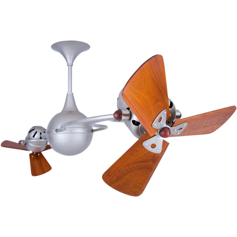 Matthews Gerbar Italo Ventania 16 inch Brushed Nickel with Solid Mahogany Wood Blades Rotational Ceiling Fan