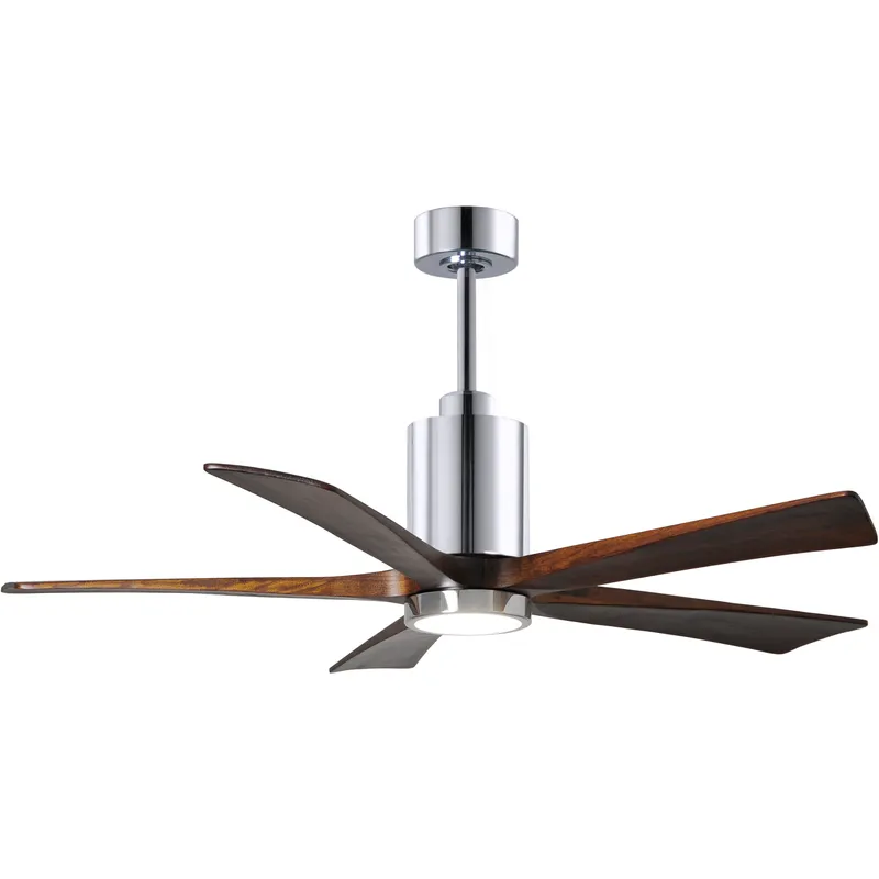 Atlas Patricia-5 52 inch Polished Chrome with Walnut Tone Blades Ceiling Fan