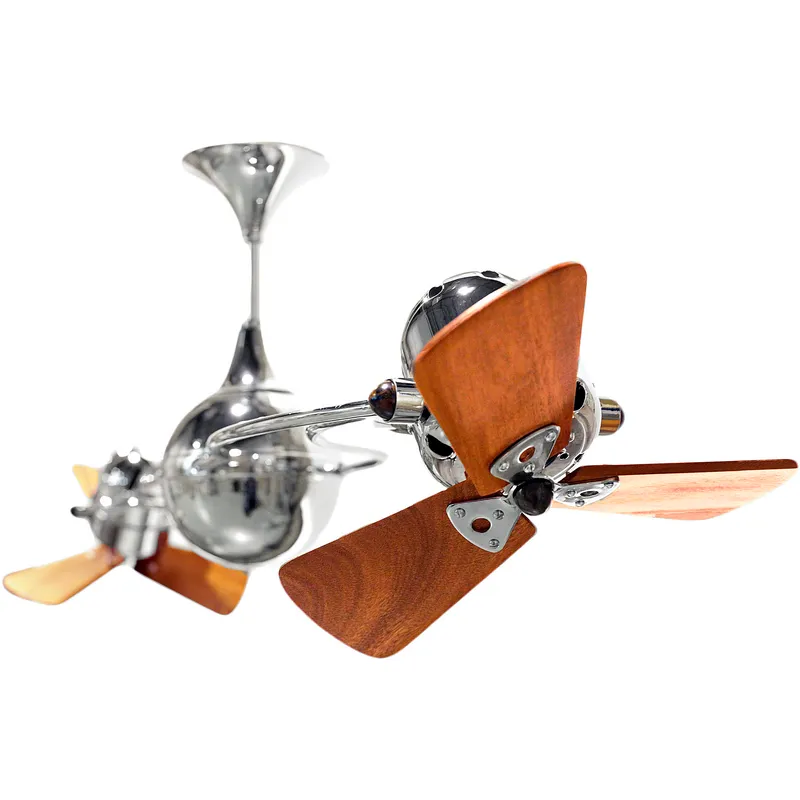 Matthews Gerbar Italo Ventania 16 inch Polished Chrome with Solid Mahogany Wood Blades Rotational Ceiling Fan