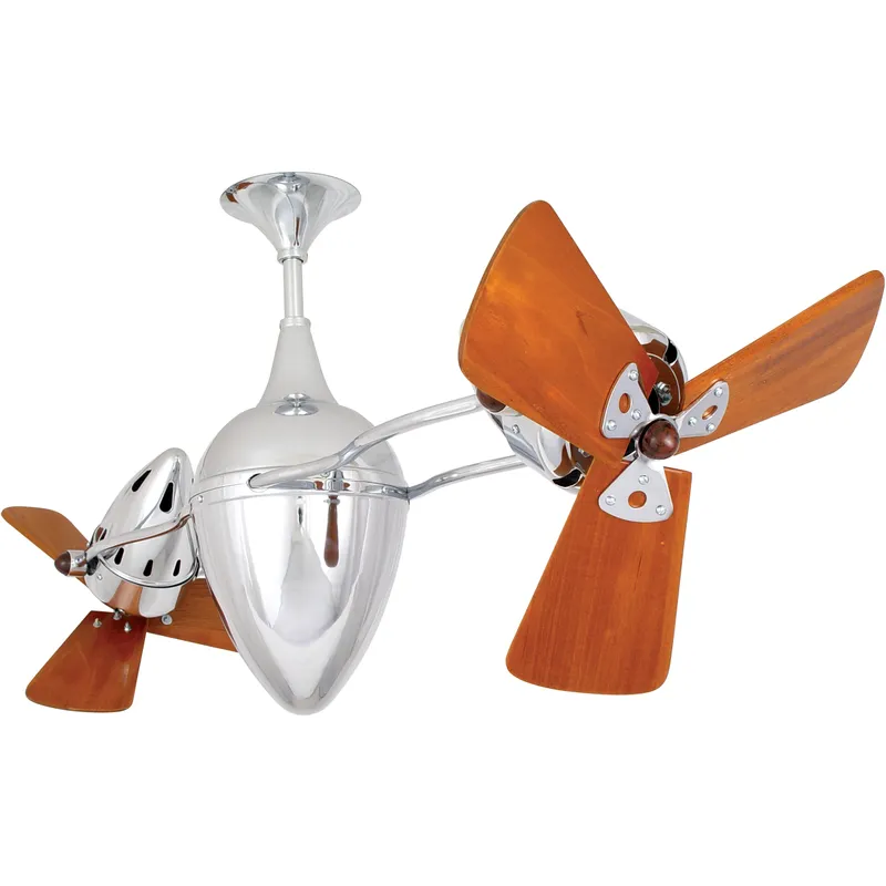 Matthews Gerbar Ar Ruthiane 16 inch Polished Chrome with Solid Mahogany Wood Blades Rotational Ceiling Fan