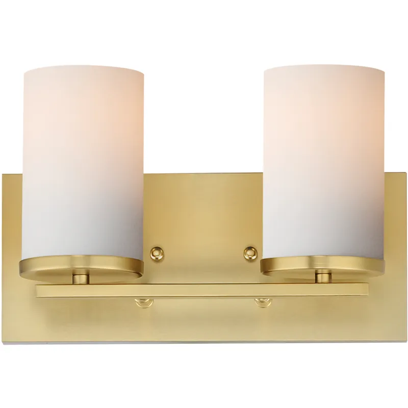 Lateral 2 Light 12 inch Satin Brass Bath Vanity Wall Light in Satin White