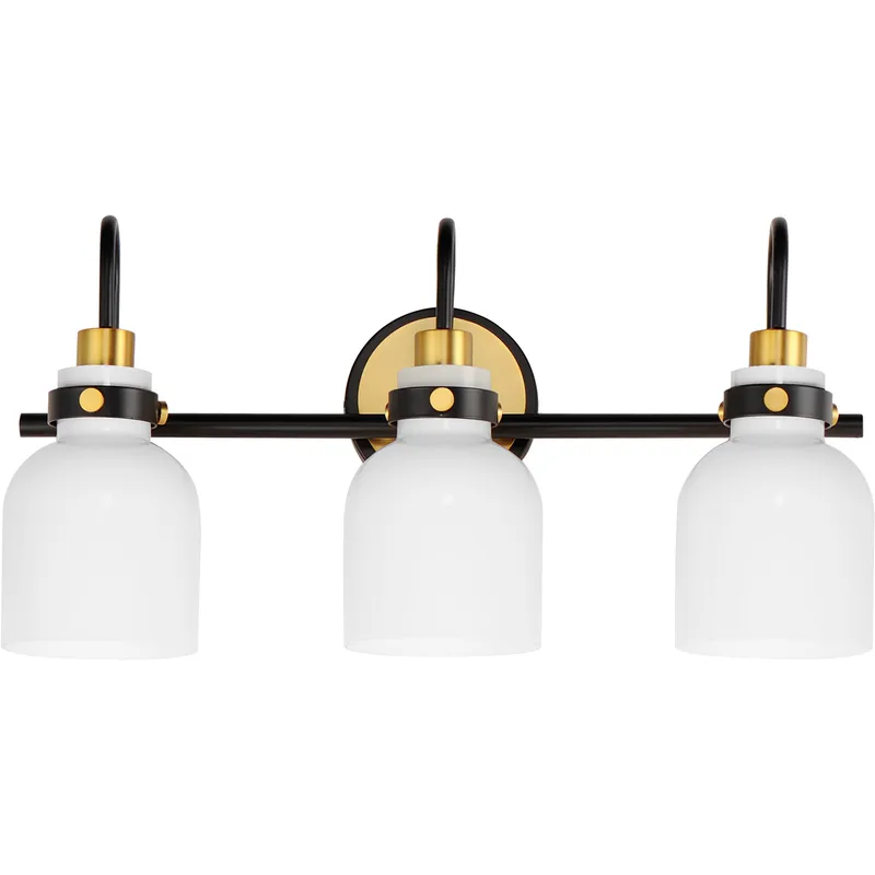 Milk 3 Light 22 inch Satin Brass Bath Vanity Wall Light in Black and Satin Brass