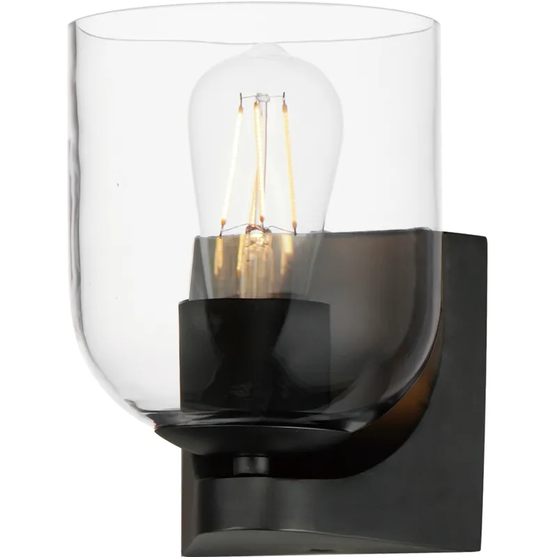 Scoop 1 Light 5.5 inch Black Bath Vanity Wall Light in Clear