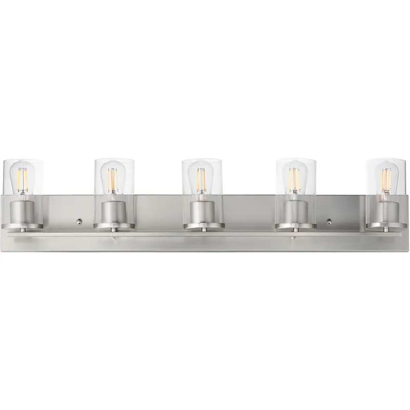 Lateral 5 Light 36 inch Satin Nickel Bath Vanity Wall Light in Clear