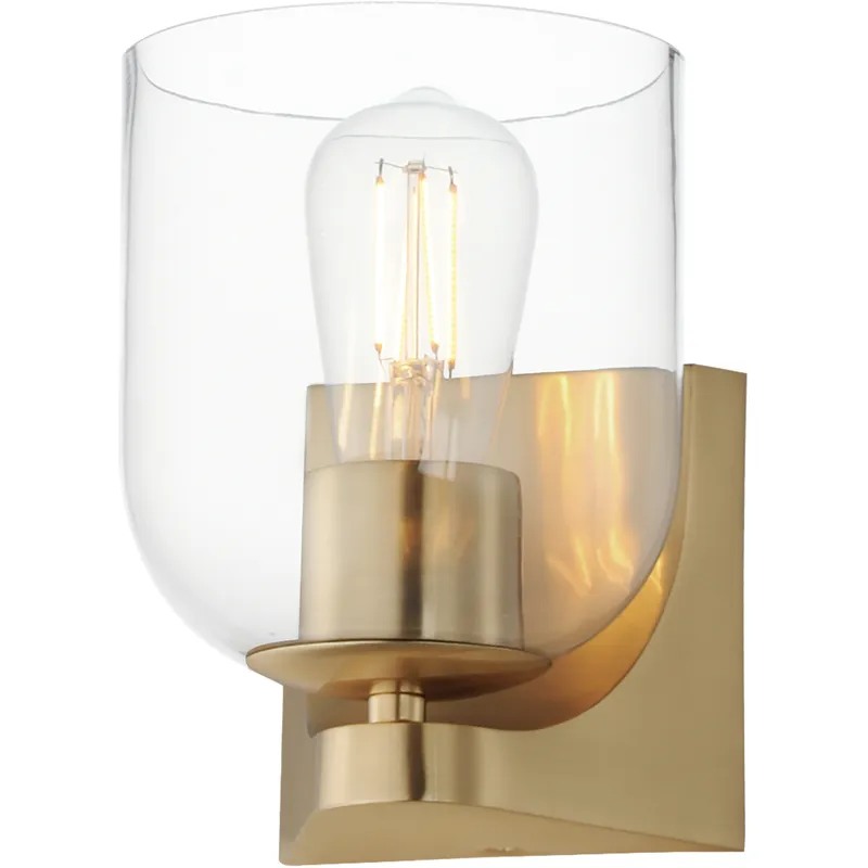 Scoop 1 Light 5.5 inch Natural Aged Brass Wall Sconce Wall Light in Clear