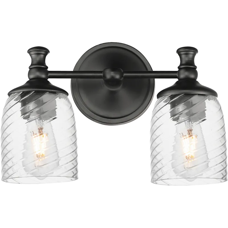 Swirl 2 Light 14 inch Black Bath Vanity Wall Light