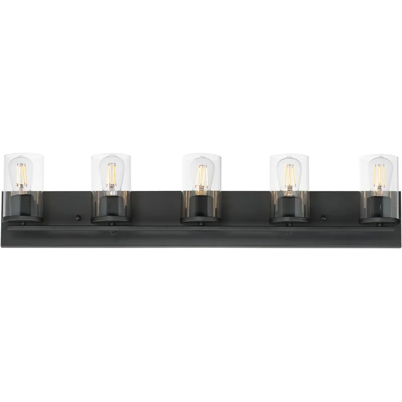 Lateral 5 Light 36 inch Black Bath Vanity Wall Light in Clear