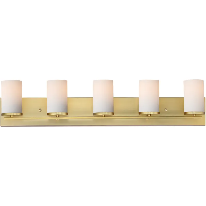 Lateral 5 Light 36 inch Satin Brass Bath Vanity Wall Light in Satin White