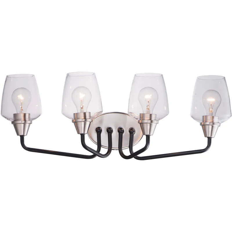 Goblet 4 Light 26.25 inch Black and Satin Nickel Bath Vanity Wall Light