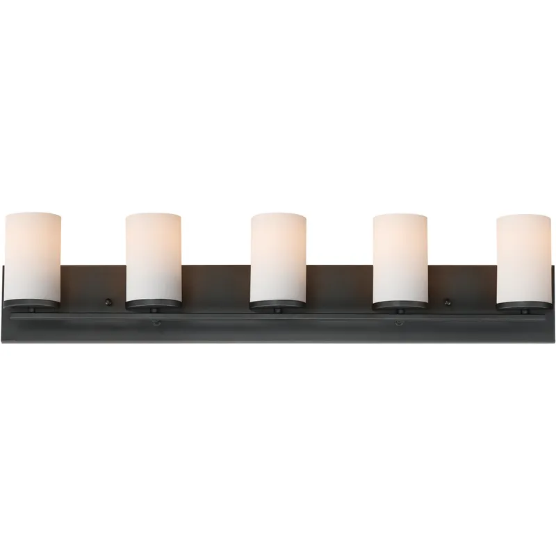 Lateral 5 Light 36 inch Black Bath Vanity Wall Light in Satin White