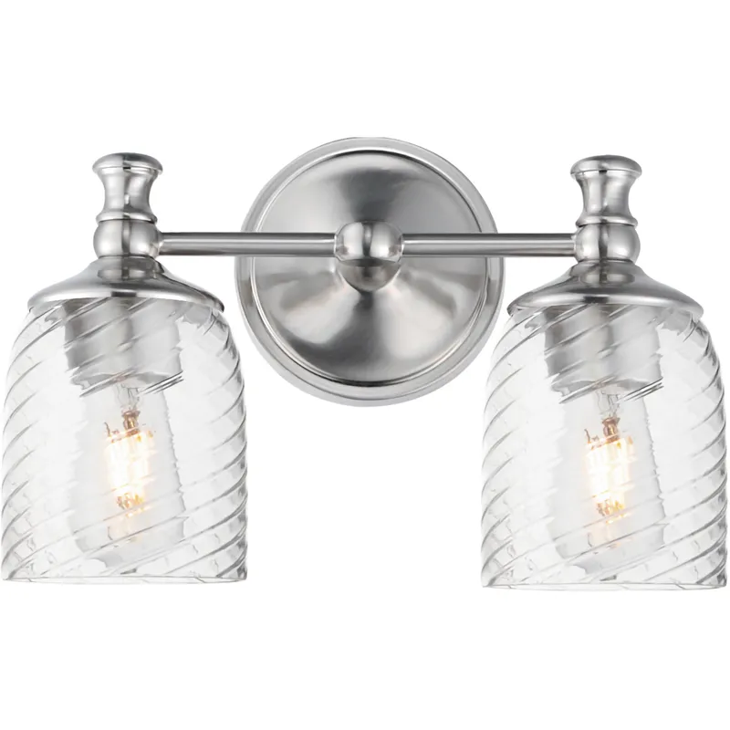 Swirl 2 Light 14 inch Satin Nickel Bath Vanity Wall Light