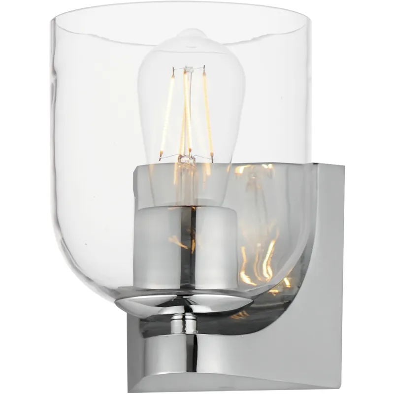 Scoop 1 Light 5.5 inch Polished Chrome Bath Vanity Wall Light in Clear