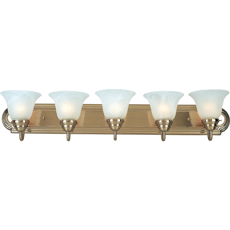 Essentials - 801x 5 Light 36 inch Satin Nickel Bath Vanity Wall Light in Marble