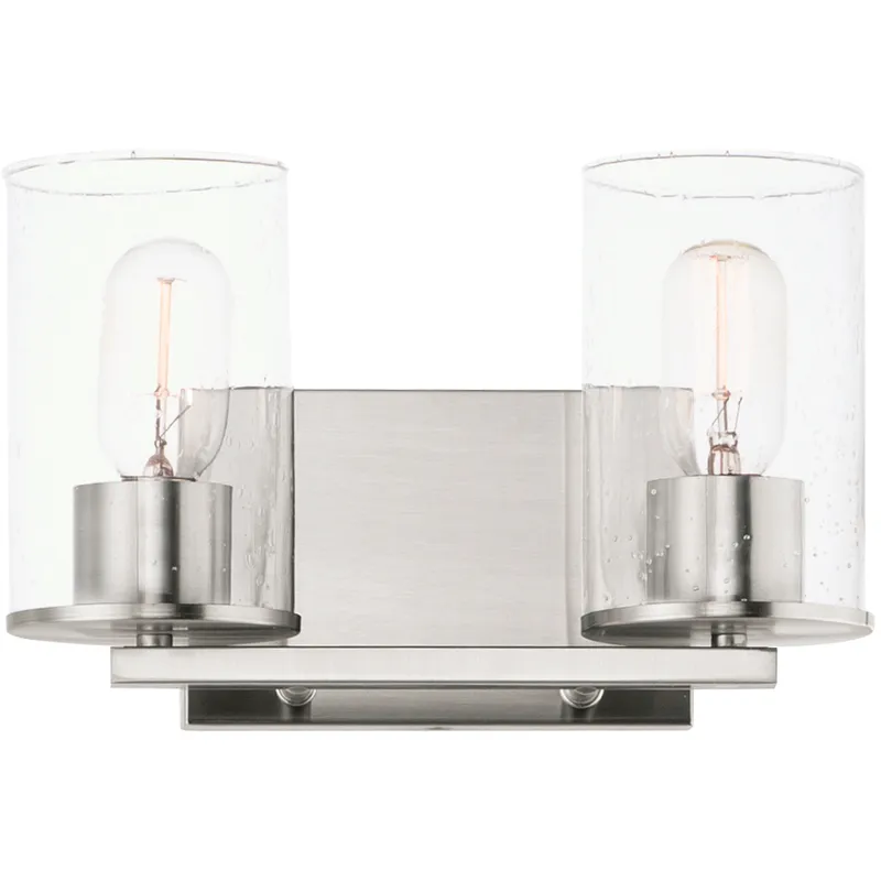 Sleek 2 Light 12 inch Satin Nickel Bath Vanity Wall Light