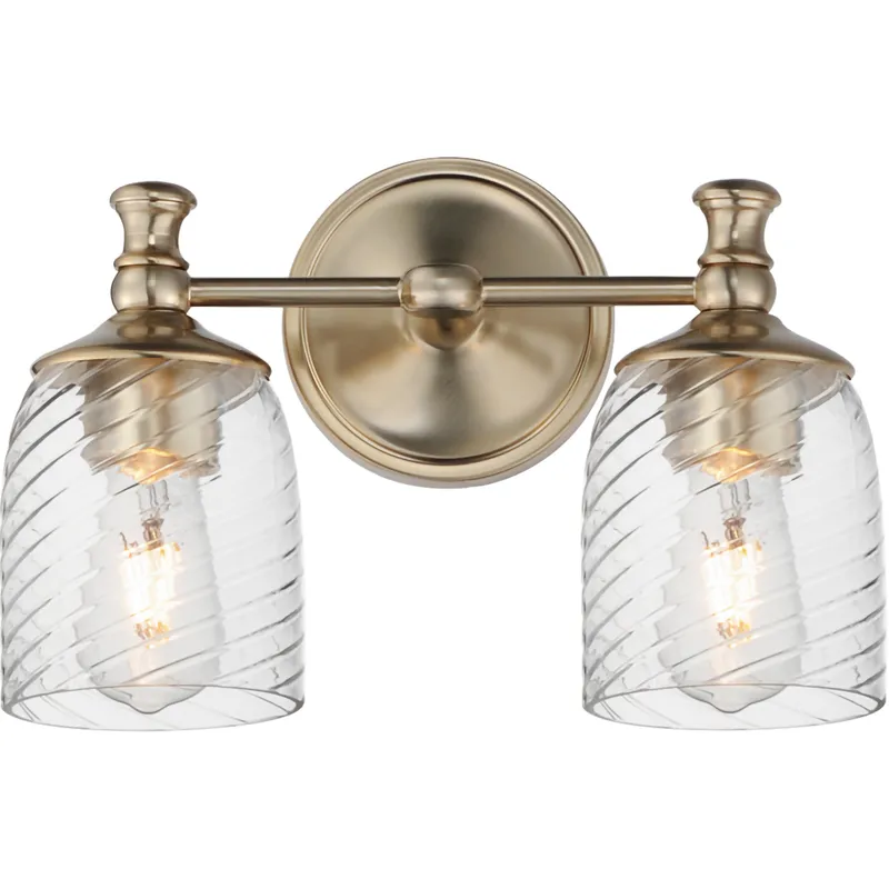 Swirl 2 Light 14 inch Satin Champagne Bath Vanity Wall Light in Sienna