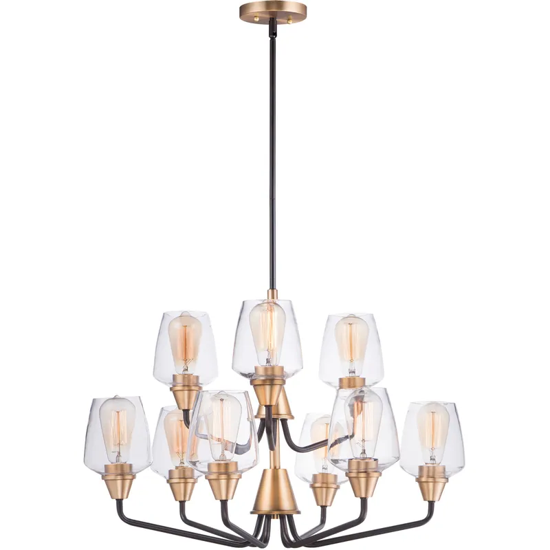 Goblet 9 Light 27 inch Bronze and Antique Brass Multi-Tier Chandelier Ceiling Light