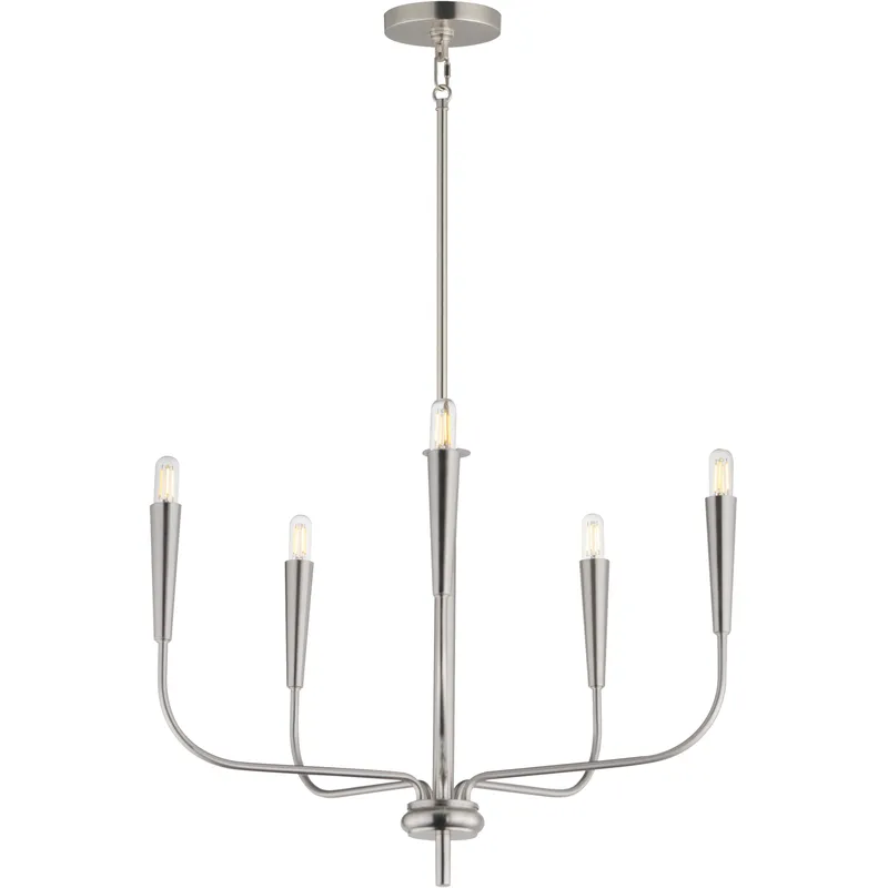 Vela 5 Light 24 inch Satin Nickel Single-Tier Chandelier Ceiling Light