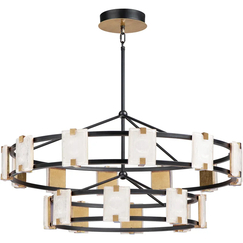 Radiant LED 41.75 inch Black and Gold Leaf Chandelier Ceiling Light