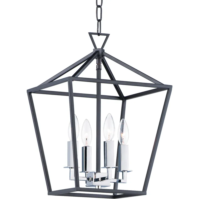 Abode 4 Light 12 inch Textured Black and Polished Nickel Chandelier Ceiling Light
