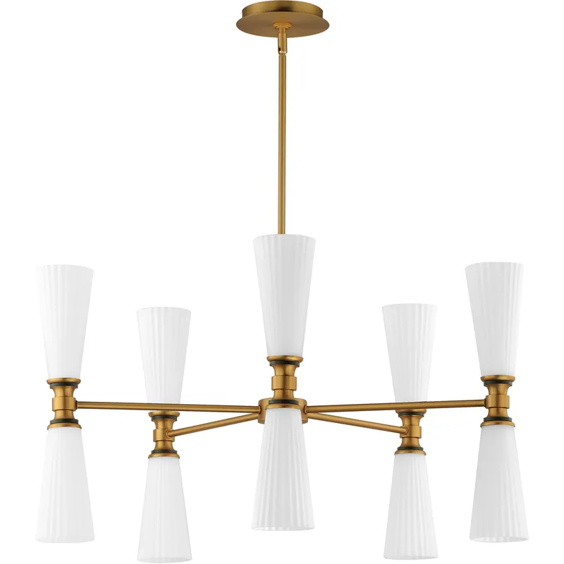 Krevat 10 Light 32 inch Black and Natural Aged Brass Chandelier Ceiling Light