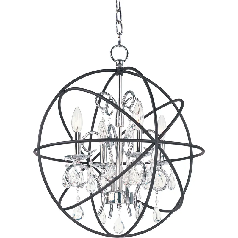 Orbit 4 Light 19 inch Anthracite and Polished Nickel Single Pendant Ceiling Light