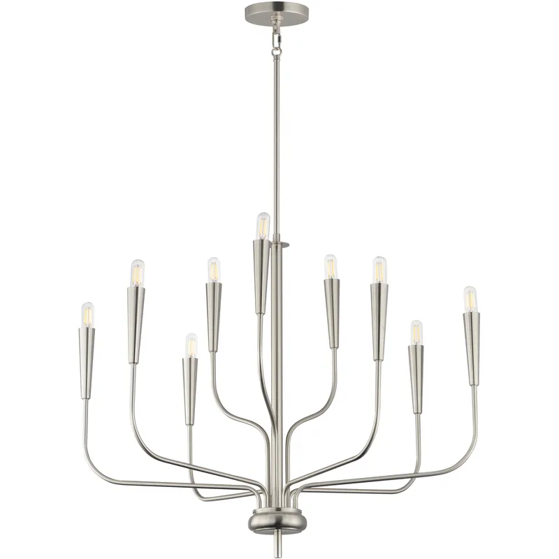 Vela 9 Light 32 inch Satin Nickel Multi-Tier Chandelier Ceiling Light