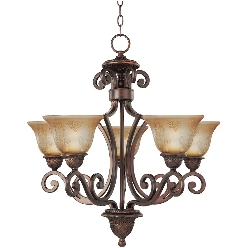 Symphony 5 Light 26 inch Oil Rubbed Bronze Single-Tier Chandelier Ceiling Light