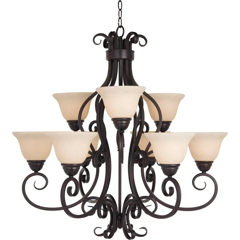 Manor 9 Light 33 inch Oil Rubbed Bronze Multi-Tier Chandelier Ceiling Light