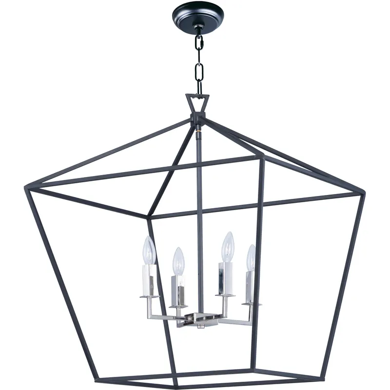 Abode 4 Light 24.5 inch Textured Black and Polished Nickel Single-Tier Chandelier Ceiling Light in Textured Black/Polished Nickel