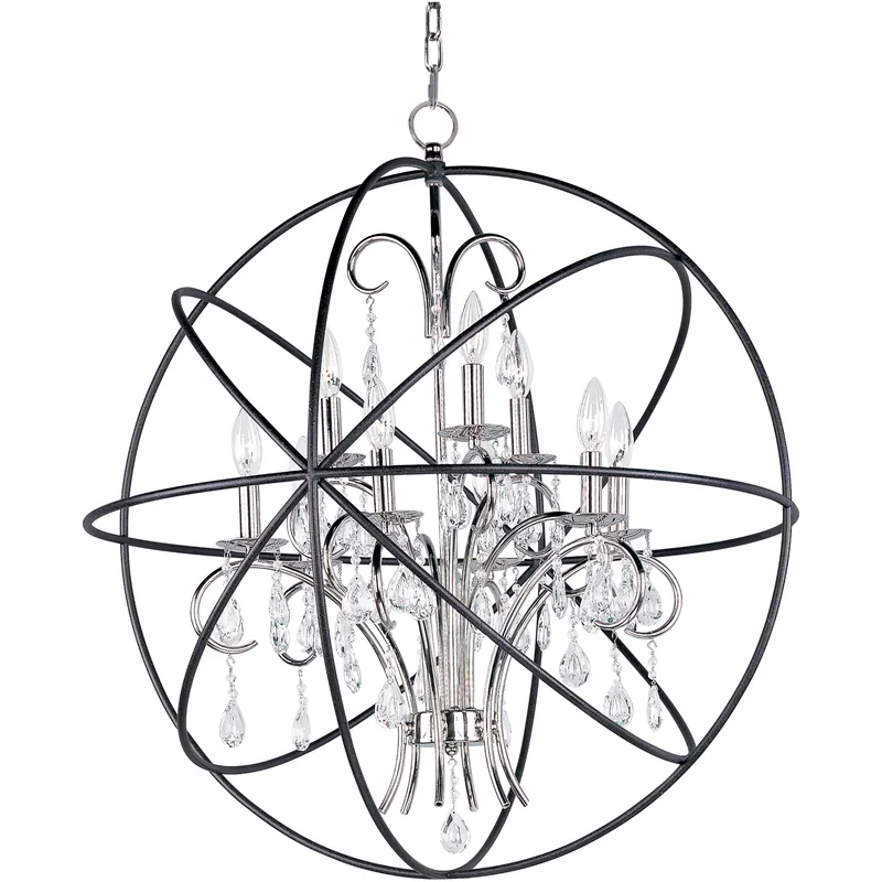 Orbit 9 Light 30 inch Anthracite and Polished Nickel Single Pendant Ceiling Light