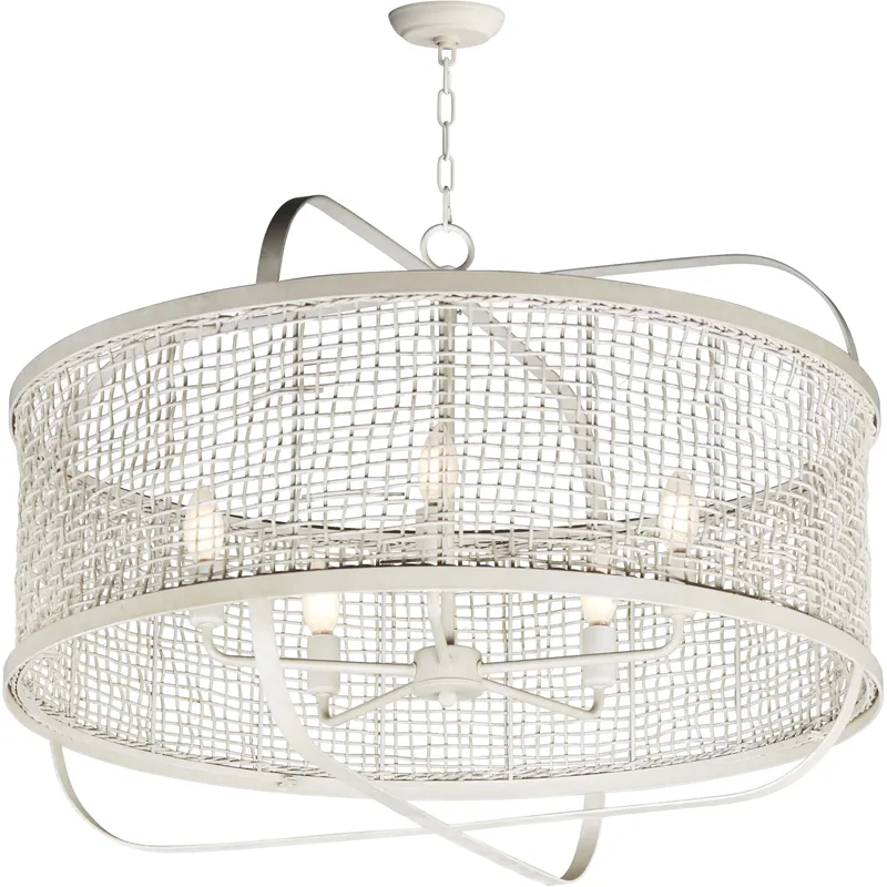 Cestino 5 Light 30 inch Weathered White Chandelier Ceiling Light
