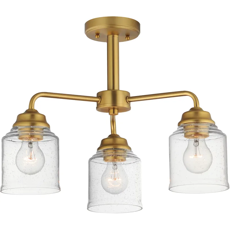 Acadia 3 Light 20 inch Natural Aged Brass Semi-Flush Mount Ceiling Light