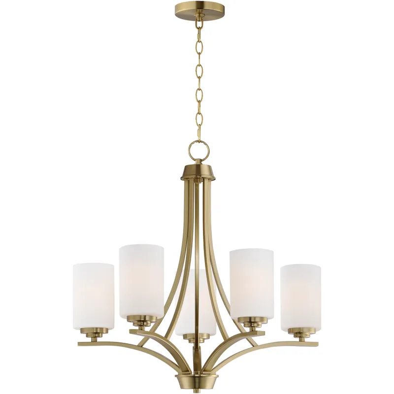 Deven 5 Light 24 inch Satin Brass Single-Tier Chandelier Ceiling Light