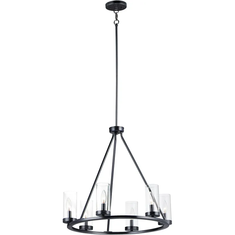 Sentinel 6 Light 24 inch Black Single-Tier Chandelier Ceiling Light