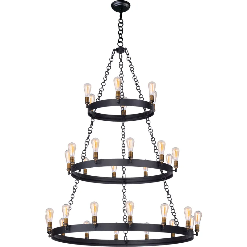 Noble LED 50 inch Black and Natural Aged Brass Chandelier Ceiling Light