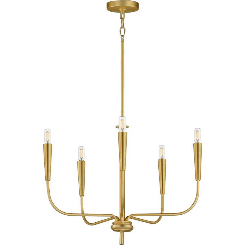 Vela 5 Light 24 inch Satin Brass Single-Tier Chandelier Ceiling Light