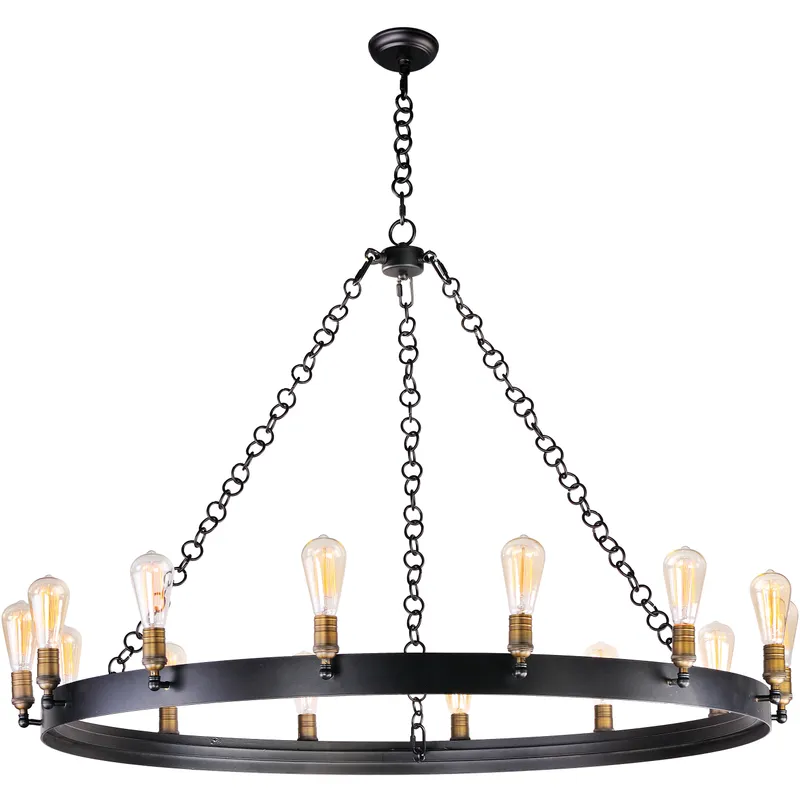 Noble LED 50 inch Black and Natural Aged Brass Chandelier Ceiling Light in Medium Base
