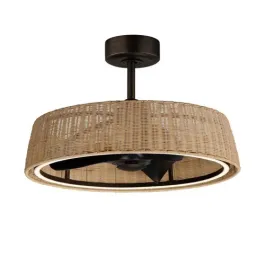 Maxim Lighting Tulum 28" Wifi-Enabled LED Fandelight - CCT Tunable - 120V - Natural Rattan / Dark Bronze