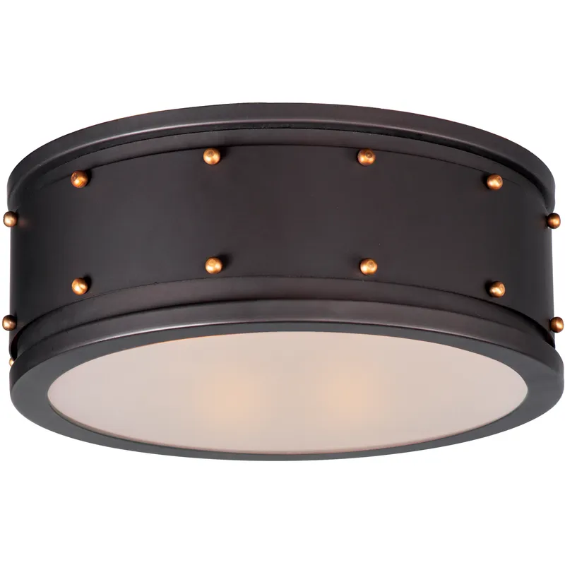 Trestle 2 Light 13 inch Oil Rubbed Bronze and Antique Brass Flush Mount Ceiling Light