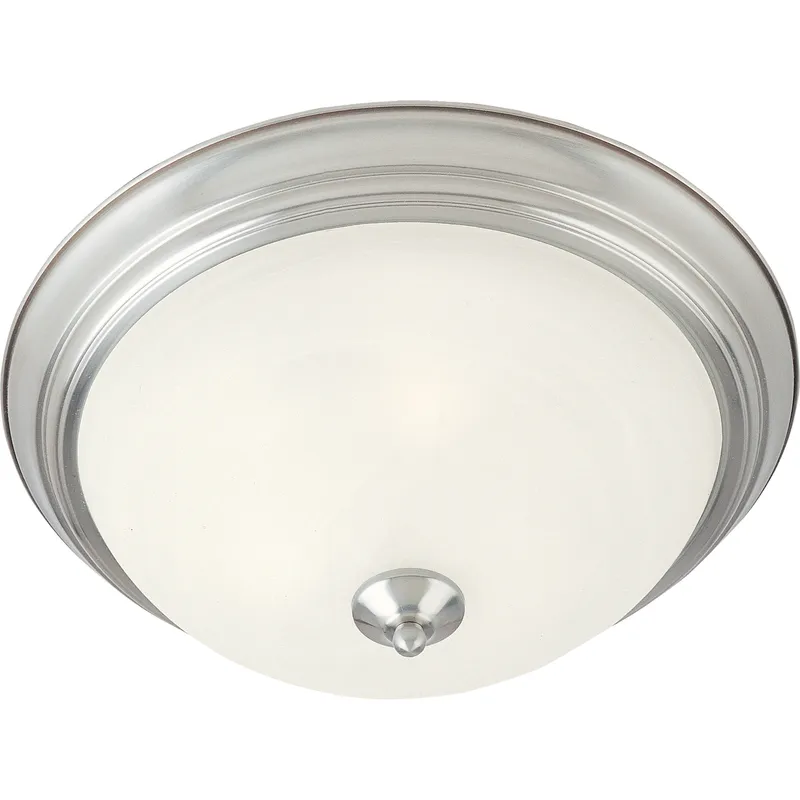 Essentials - 584x 1 Light 11.5 inch Satin Nickel Flush Mount Ceiling Light in Marble