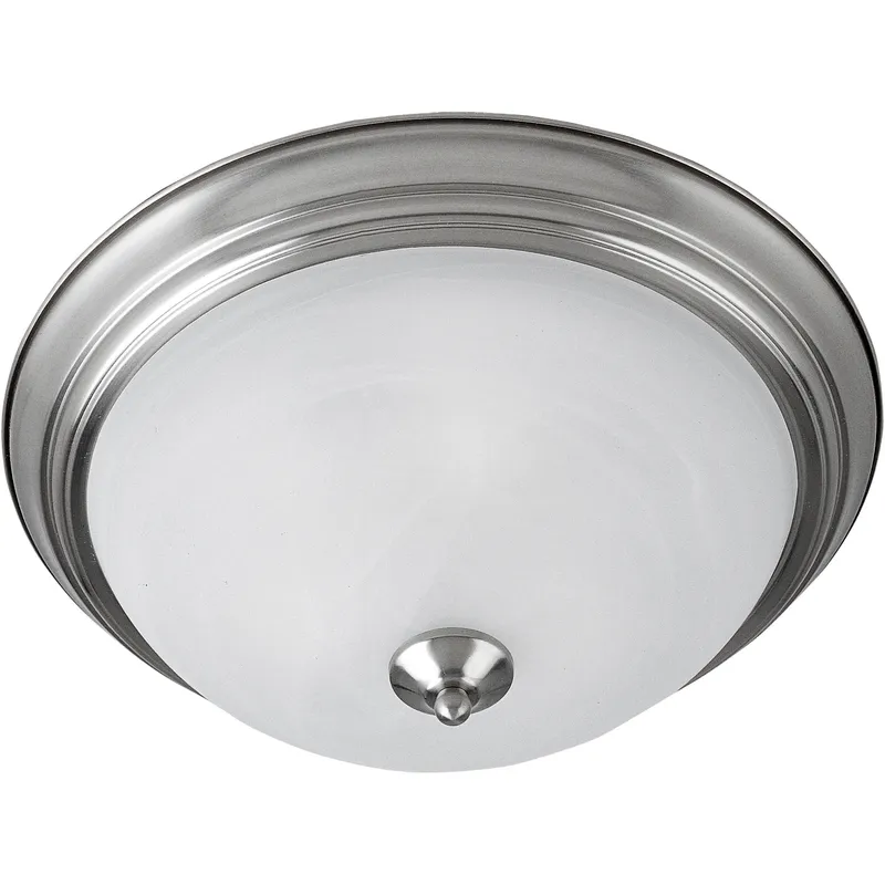 Essentials - 584x 3 Light 15.5 inch Satin Nickel Flush Mount Ceiling Light in Marble