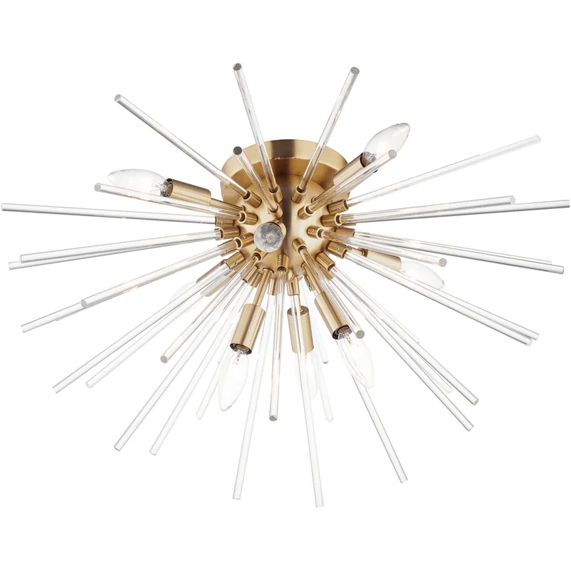 Polaris 8 Light 25 inch Satin Brass Flush Mount Ceiling Light