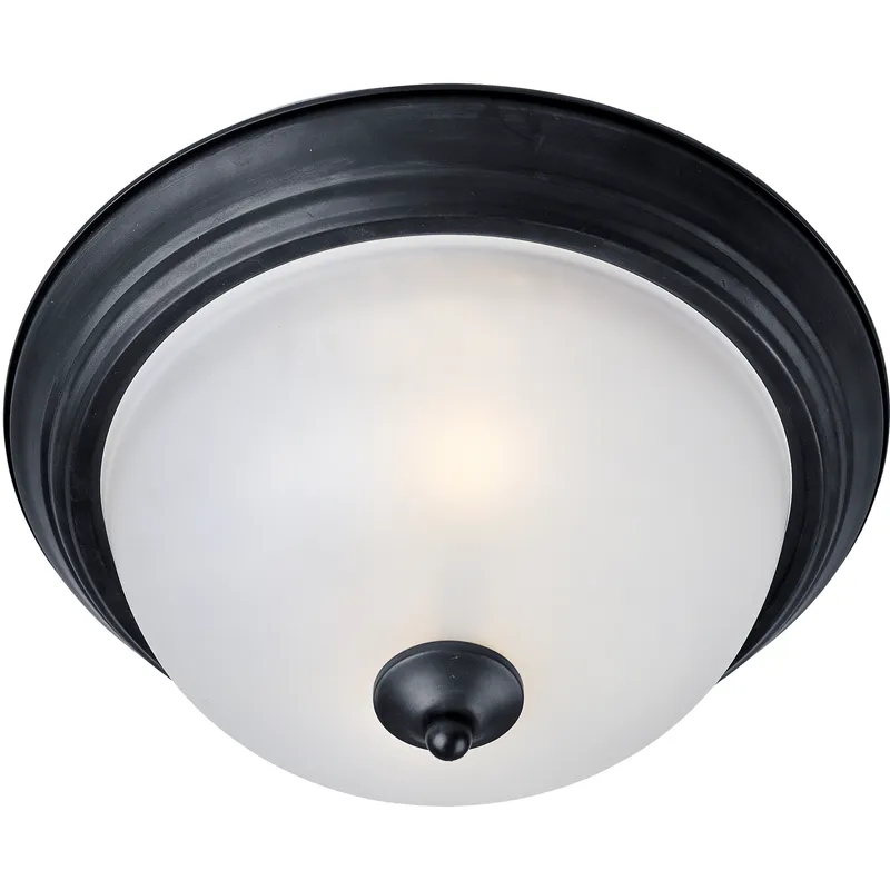 Essentials - 584x 2 Light 13.5 inch Black Flush Mount Ceiling Light in Frosted