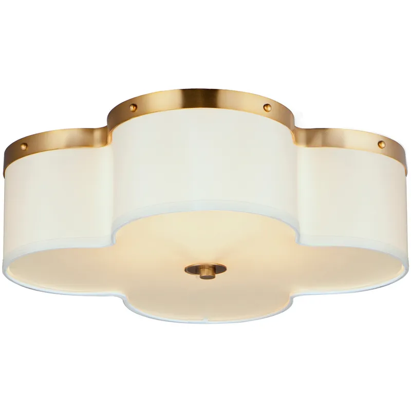 Clover 4 Light 19.75 inch Satin Brass Flush Mount Ceiling Light