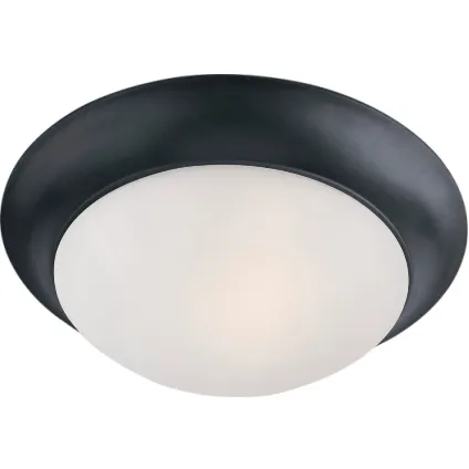 Essentials - 585x 1 Light 12 inch Black Flush Mount Ceiling Light in Frosted