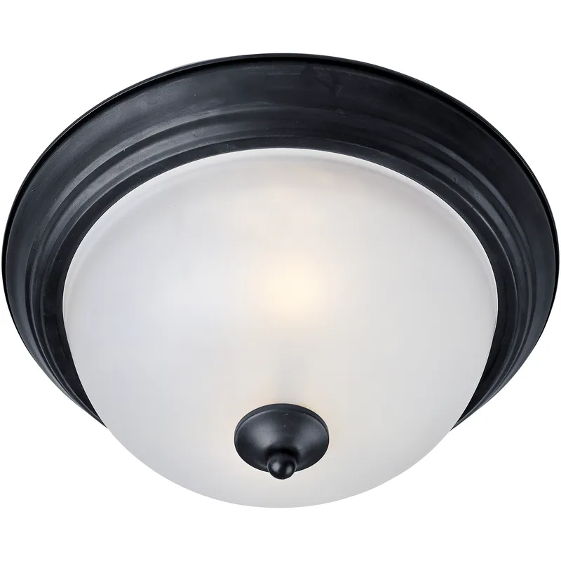 Essentials - 584x 1 Light 11.5 inch Black Flush Mount Ceiling Light in Frosted