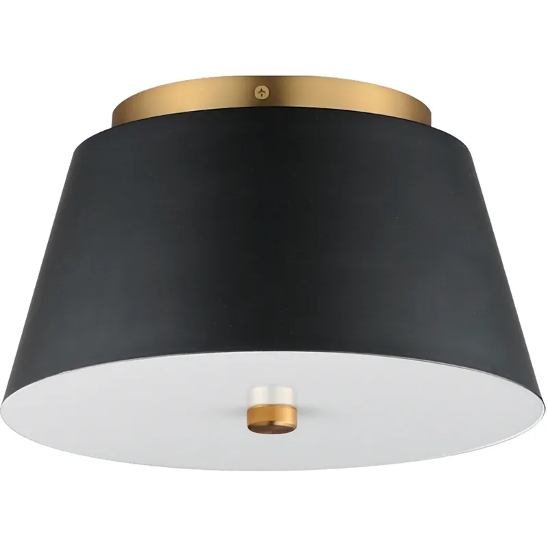 Miles LED 10.5 inch Black and Natural Aged Brass Flush Mount Ceiling Light