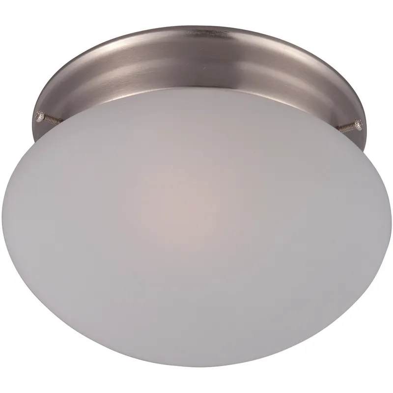 Essentials - 588x 1 Light 7.5 inch Satin Nickel Flush Mount Ceiling Light in Frosted