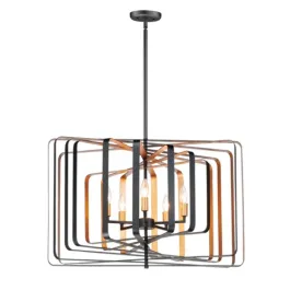 Maxim Lighting Radial 5-Light Rectangular Pendant - 120V - Black / Gold