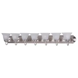 Maxim Lighting Essentials 7-Light Vanity Light - Frosted Glass Shade - 120V - Satin Nickel